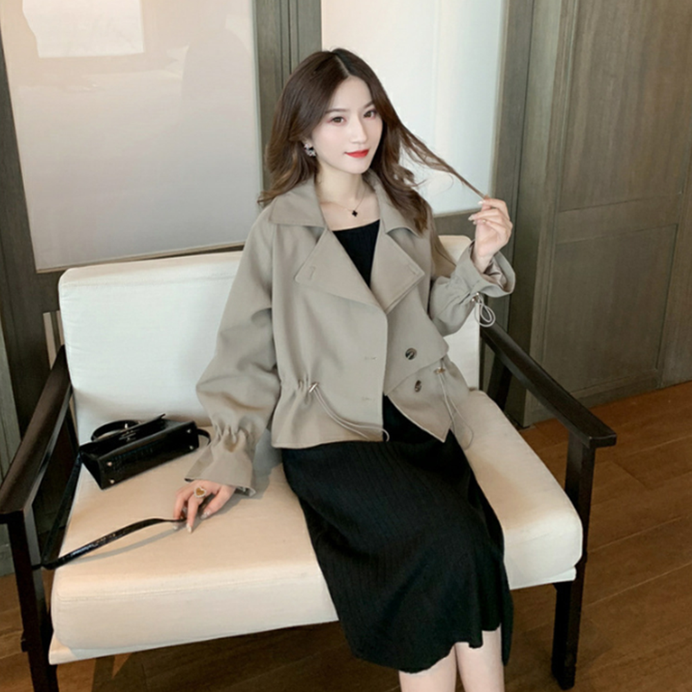 짧은트렌치코트 간절기 얇은 외투 가벼운 여성 반 숏 코트 이미지 4