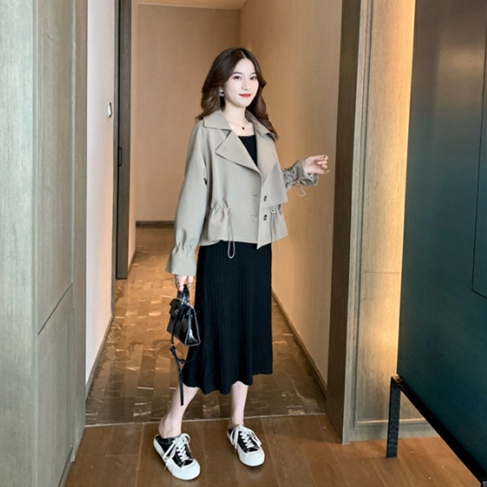 짧은트렌치코트 간절기 얇은 외투 가벼운 여성 반 숏 코트 이미지 3