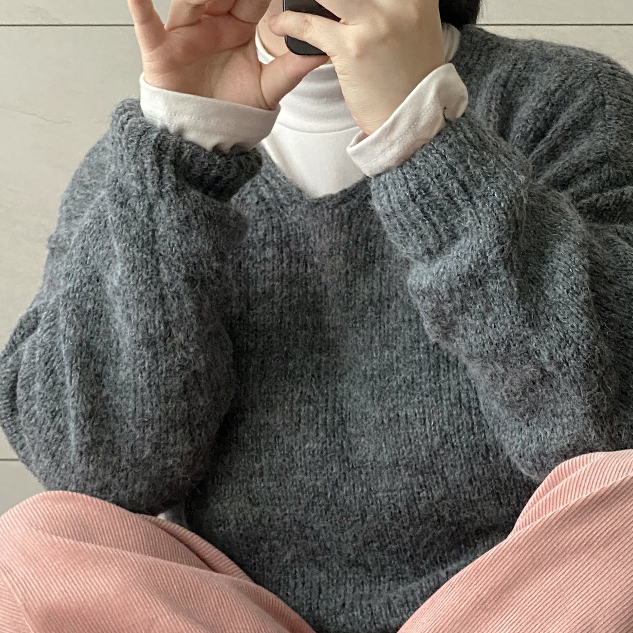 브이넥울니트 77니트 핑크색니트 이미지 2