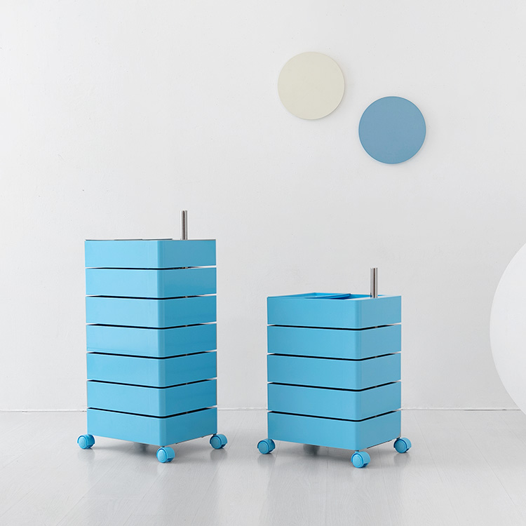 빙그리 회전서랍 트롤리 7단 스카이블루 7866.5273