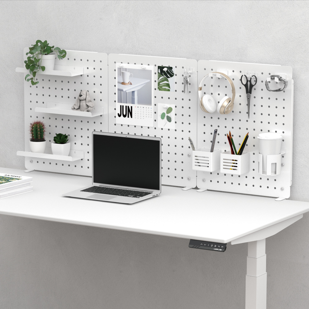 루나랩 데스크 오거나이저 L 기본형 타공판 책상 정리함 수납 거치대 클램프 파티션 화이트