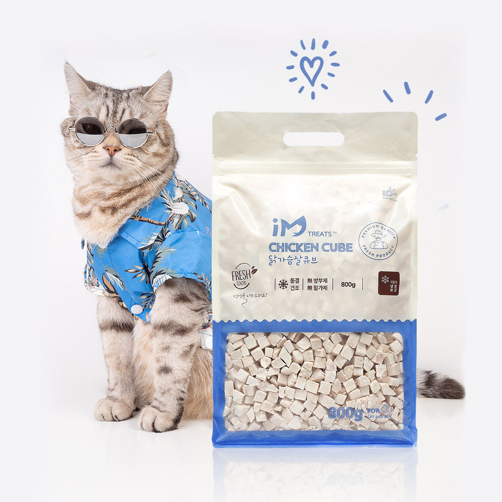 고양이 동결건조 간식 닭가슴살 대용량 800g 트릿 큐브간식 - 상품 이미지