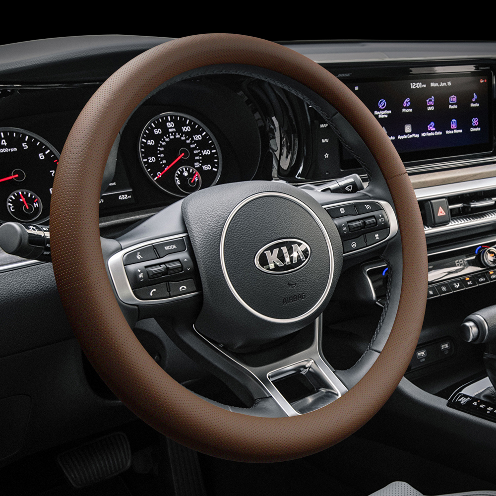 아이엠듀 자동차 핸들커버 순정형 타공 가죽 얇은 핸들 커버 전차종 공용 호환 제품 이미지