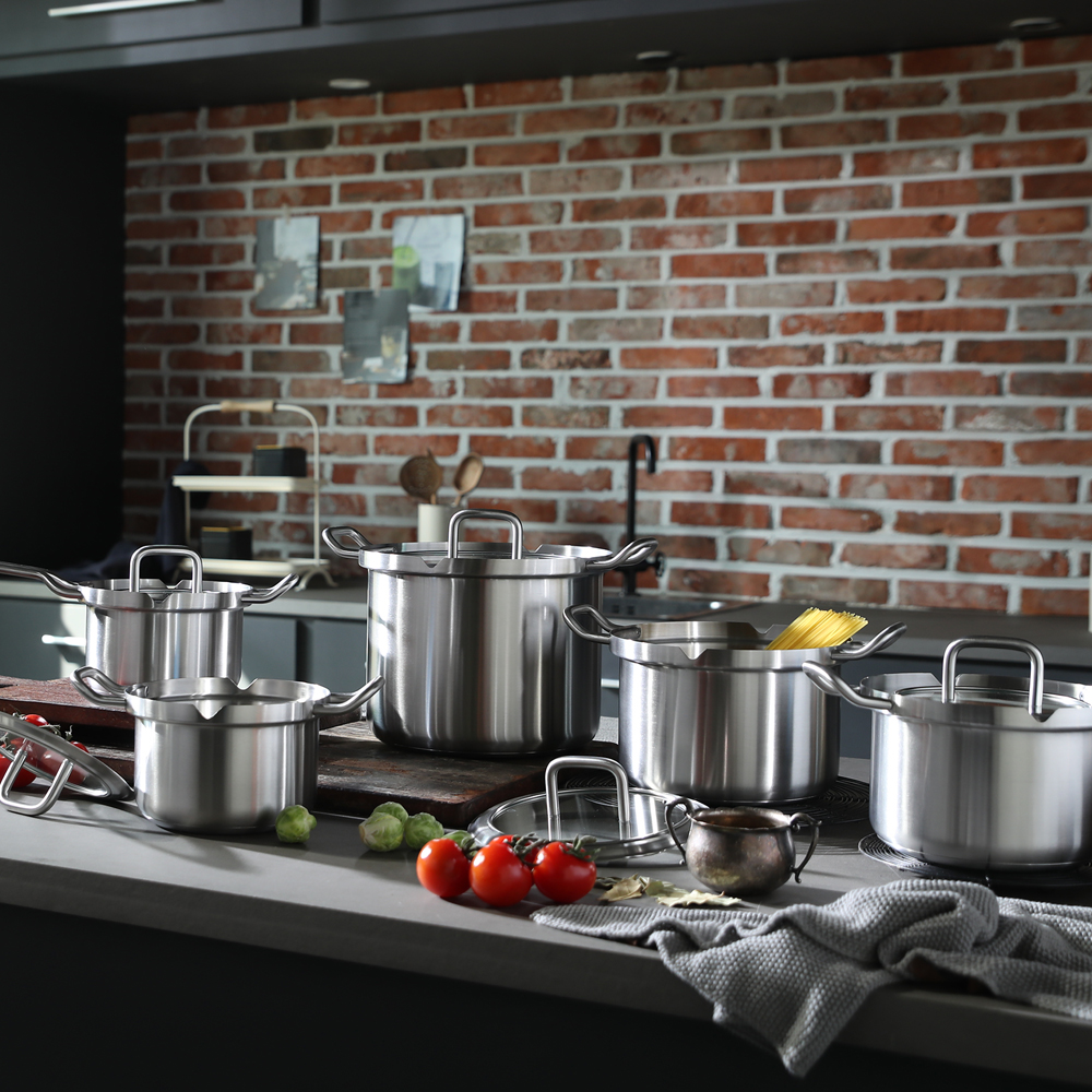 BK쿡웨어 큐라이너 컬렉션 마스터글래스 인덕션용 신혼냄비세트 스텐 냄비세트 5종