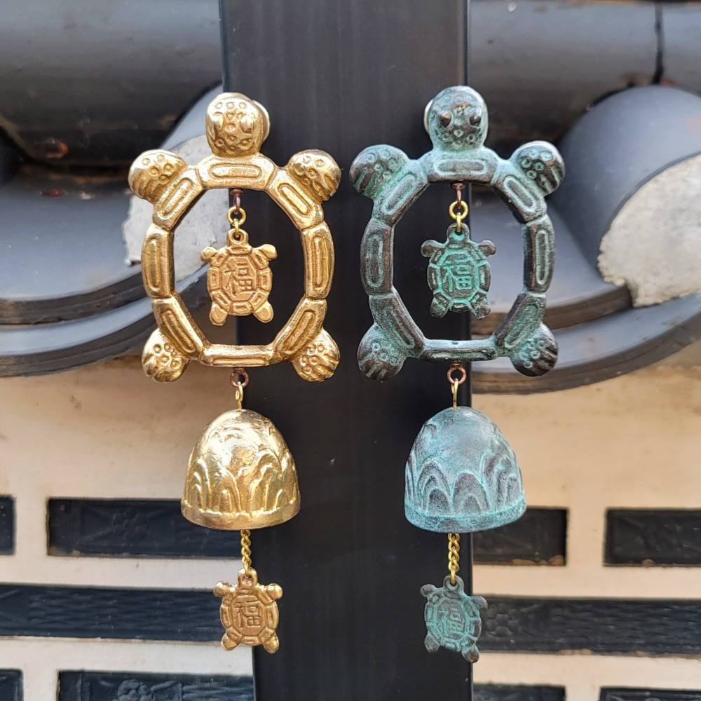 현관종 풍경종 도어벨 현관문종 이사 개업선물 부자되는가족거북이 황동 핸드메이드 국산