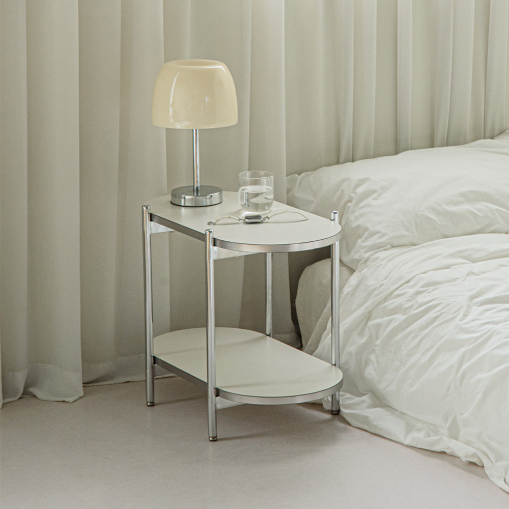 고트 미드센츄리 모던 철제 수납 라운드 2단 선반 600