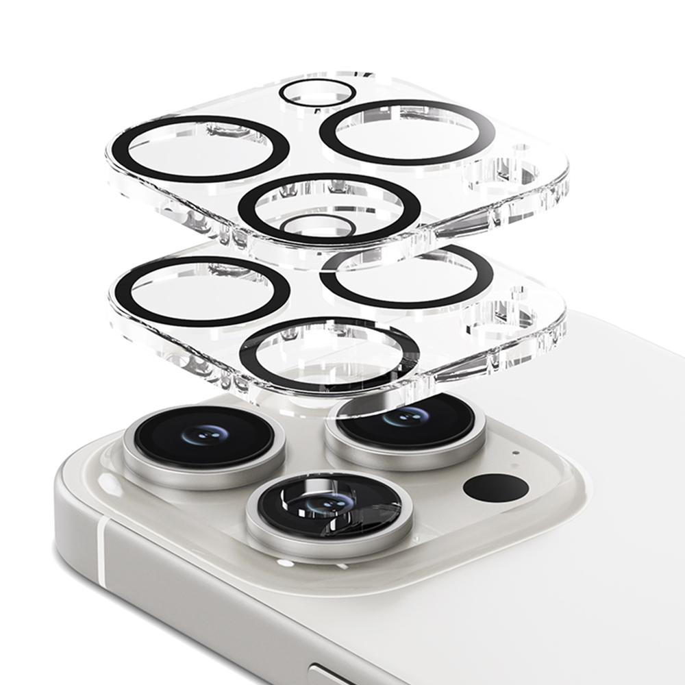 아이엠듀 카메라 보호 필름 풀커버 강화유리 빛번짐 방지 블랙 아이폰15프로/15프로맥스 공용, 2매입