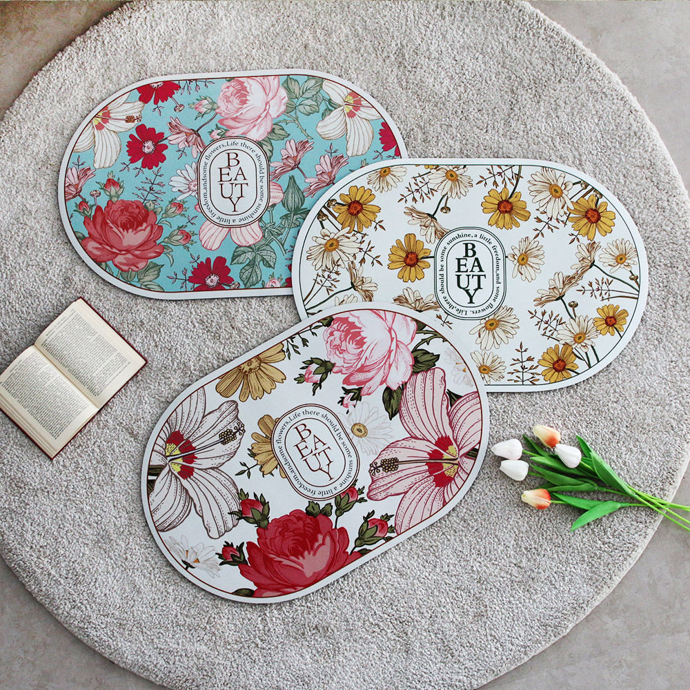 꿈꾸는키친 규조토 발매트 욕실 화장실 주방 현관 미끄럼방지 빨아쓰는 라운드 스퀘어 블랙