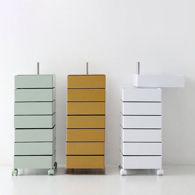 빙그리 회전서랍 트롤리 7단 스카이블루 7866.5273