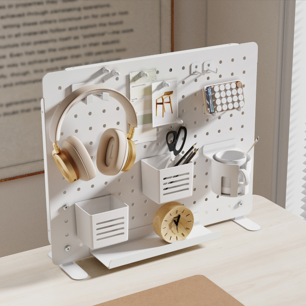 루나랩 데스크 오거나이저 L 기본형 타공판 책상 정리함 수납 거치대 클램프 파티션 화이트
