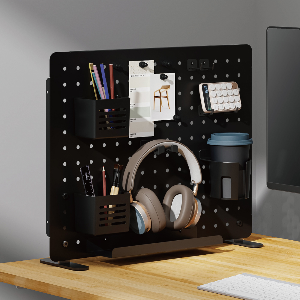 루나랩 데스크 오거나이저 L 기본형 타공판 책상 정리함 수납 거치대 클램프 파티션 화이트