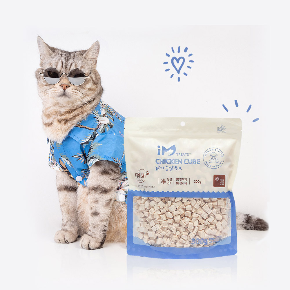 고양이 동결건조 간식 닭가슴살 대용량300g 트릿 큐브간식 - 상품 이미지