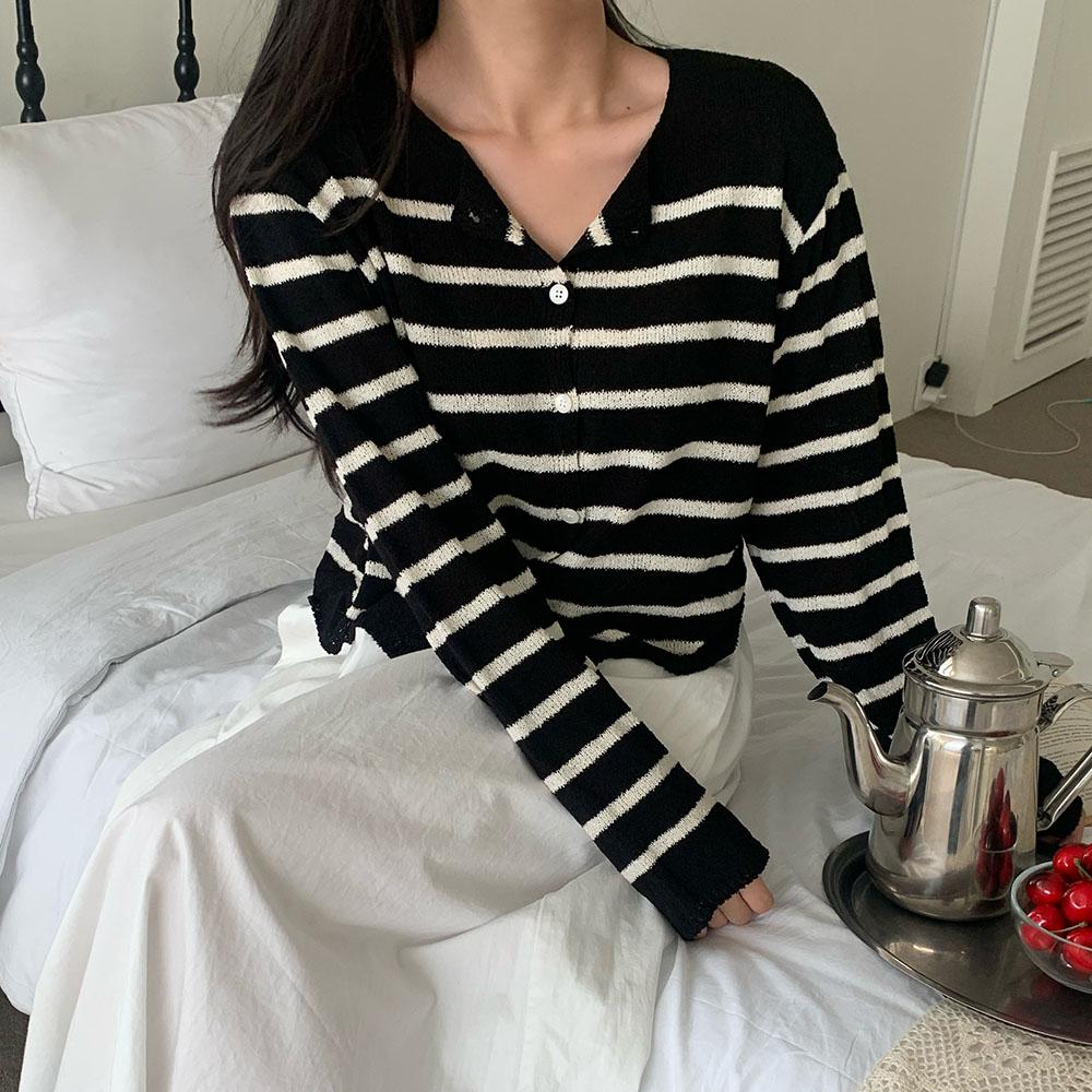 부클가디건 스트라이프 가디건 이미지 6