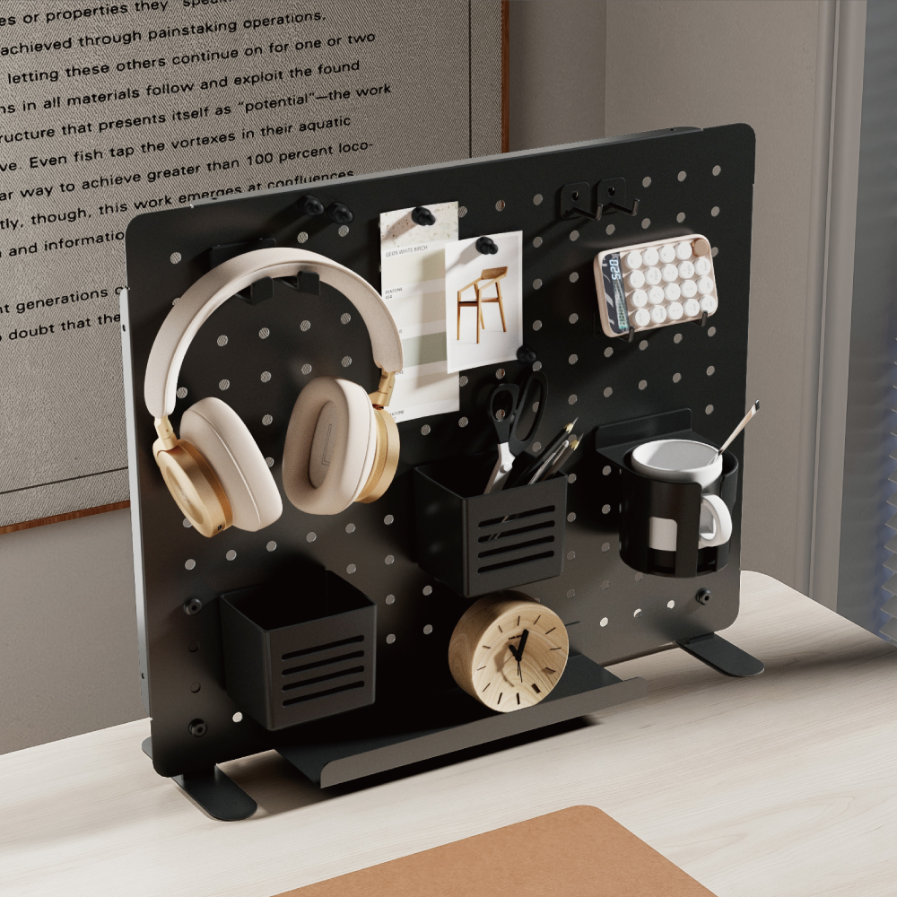 루나랩 데스크 오거나이저 L 기본형 타공판 책상 정리함 수납 거치대 클램프 파티션 화이트