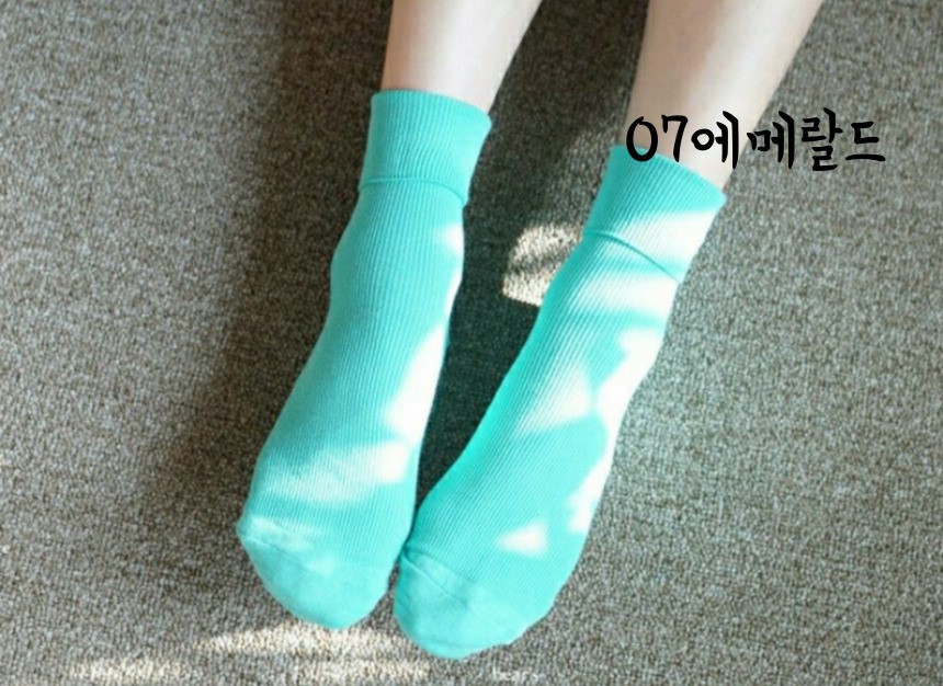 베이직 골지 중장목 양말 소프트한 잔골지 중목삭스 네온 형광 흰양말 빨간양말 레드삭스 상세 이미지 13