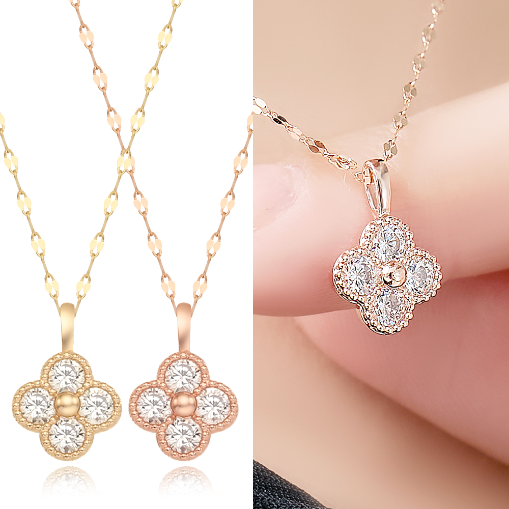 주리에떼 14K 18K 여성 데일리 골드 플라워 시에나 클로버 금 목걸이 - 상세 이미지 5