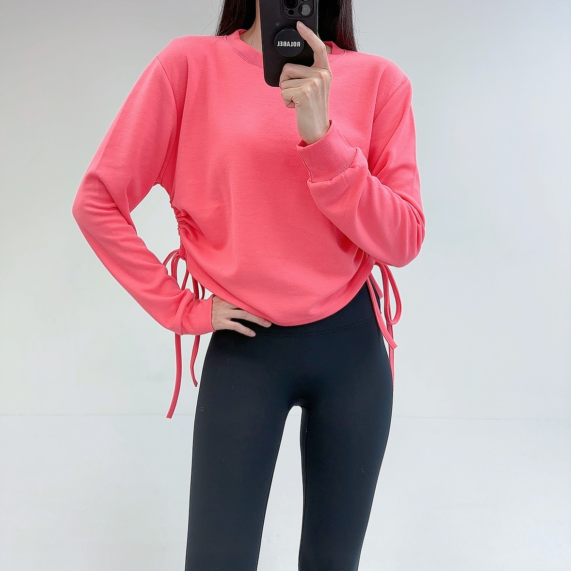 로라벨 마든 필라테스복 여성 요가복 필라테스 요가 상의 옷 커버업 운동복 탑 긴팔 맨투맨 - 상세 이미지 2