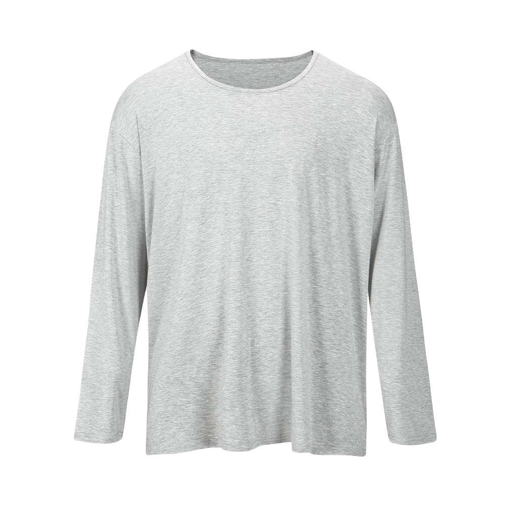 MAVRK(매버릭), 세미 U넥 무지 긴팔 머슬핏 티셔츠 그레이 - 상품 이미지