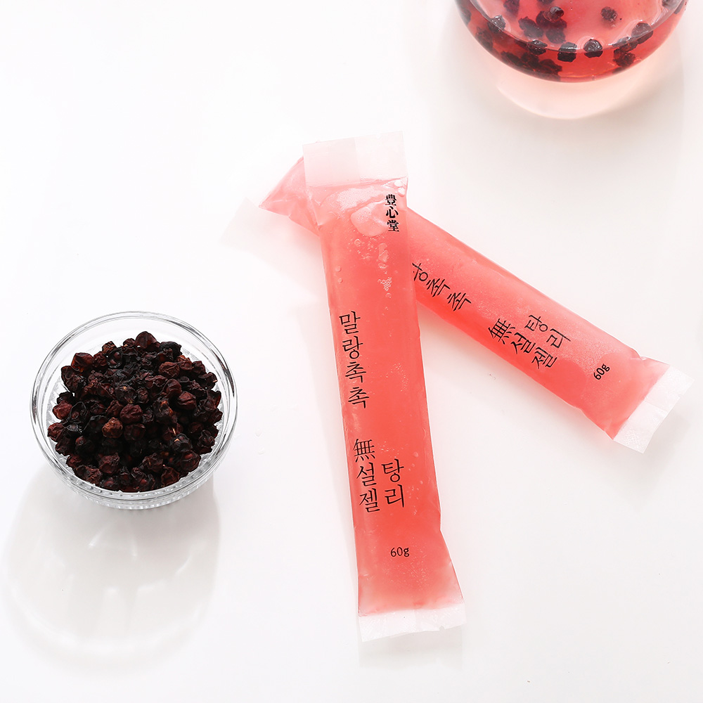 풍심당 말랑촉촉 무설탕 수제 오미자 한천 젤리 (60g x 3개) 글루텐프리 비건 건강 간식 - 상품 이미지
