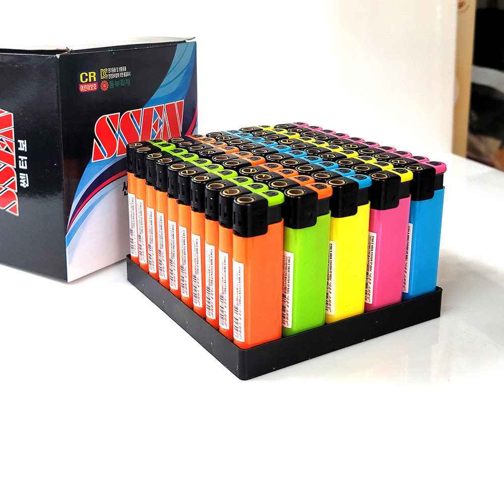 쎈 터보 투톤 칼라오색 라이터 50개 1BOX