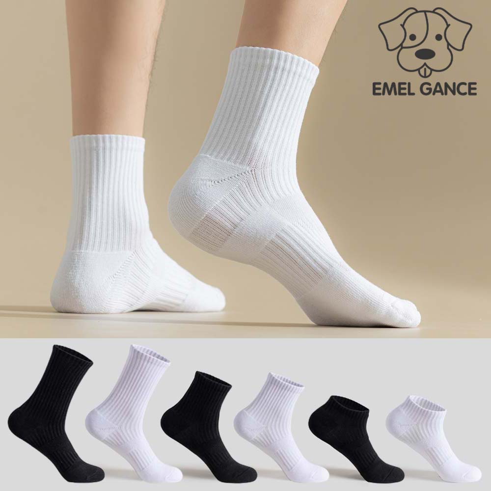 에멜강스 프리미엄 스포츠양말 세트 두꺼운 양말 러닝 운동 테니스 마라톤 크루삭스 중목