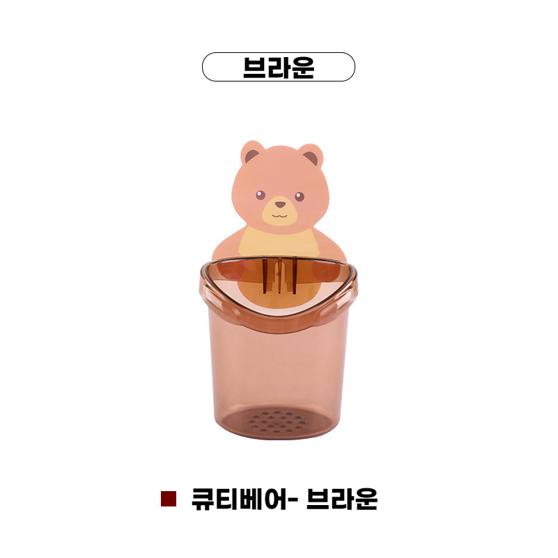 무타공 부착식 칫솔꽂이 면도기꽂이 칫솔거치대 치약걸이 핑크 - 상세 이미지 3