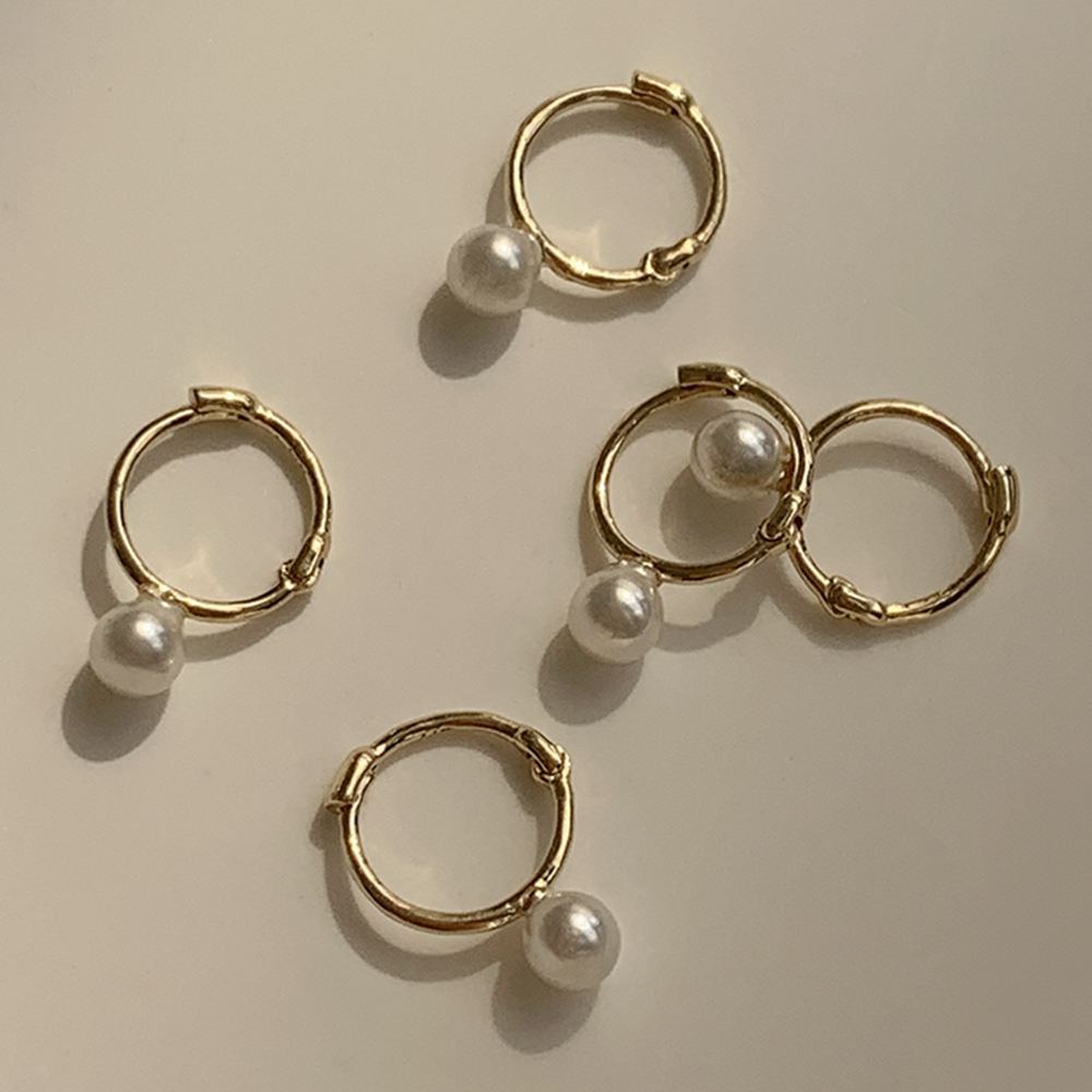 [네이버 단독] 14k 베이직 진주 원터치 링 귀걸이