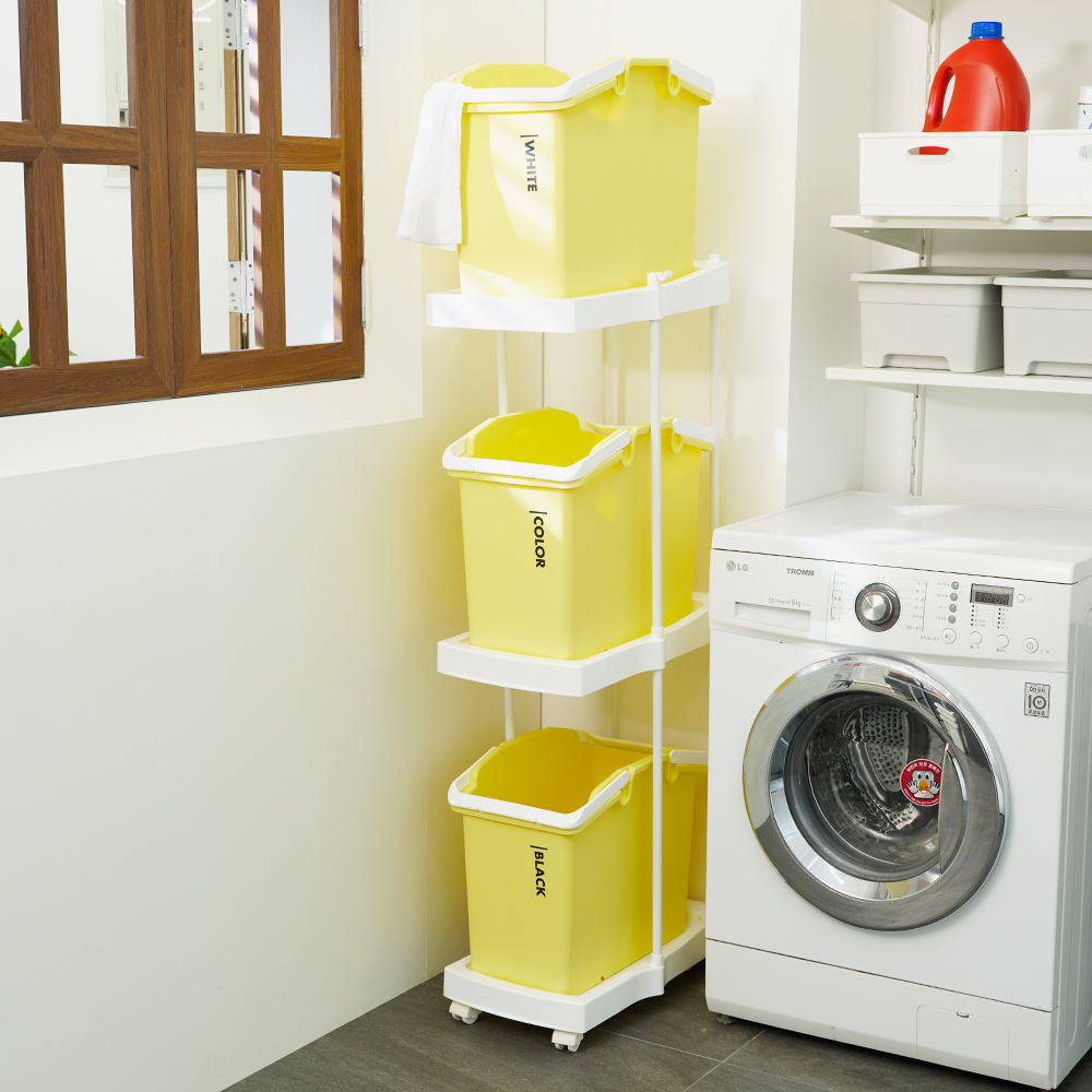 [도착보장] 라이피스트 3단 일반형 빨래바구니 틈새 이동식 세탁 빨래통