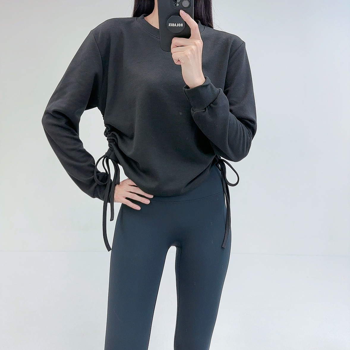 로라벨 마든 필라테스복 여성 요가복 필라테스 요가 상의 옷 커버업 운동복 탑 긴팔 맨투맨 - 상세 이미지 4