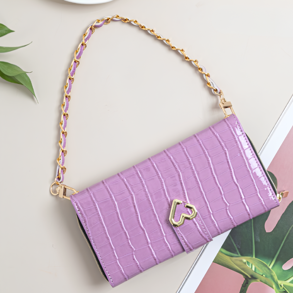 러브 지퍼형 카드수납 스트랩 다이어리 지갑 케이스 퍼플, 갤럭시노트20 울트라