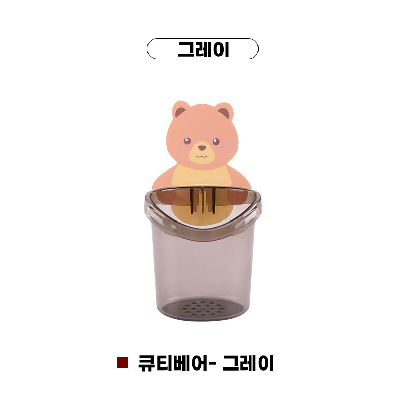 무타공 부착식 칫솔꽂이 면도기꽂이 칫솔거치대 치약걸이 핑크 - 상세 이미지 2