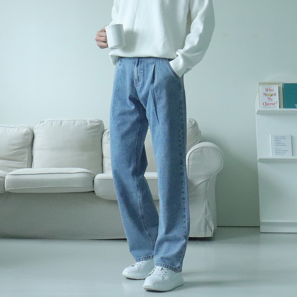 남자와이드청바지 9부 10부 허벅돼 남자청바지 이미지 2