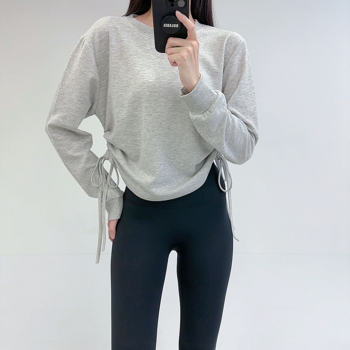 로라벨 마든 필라테스복 여성 요가복 필라테스 요가 상의 옷 커버업 운동복 탑 긴팔 맨투맨 - 상세 이미지 3