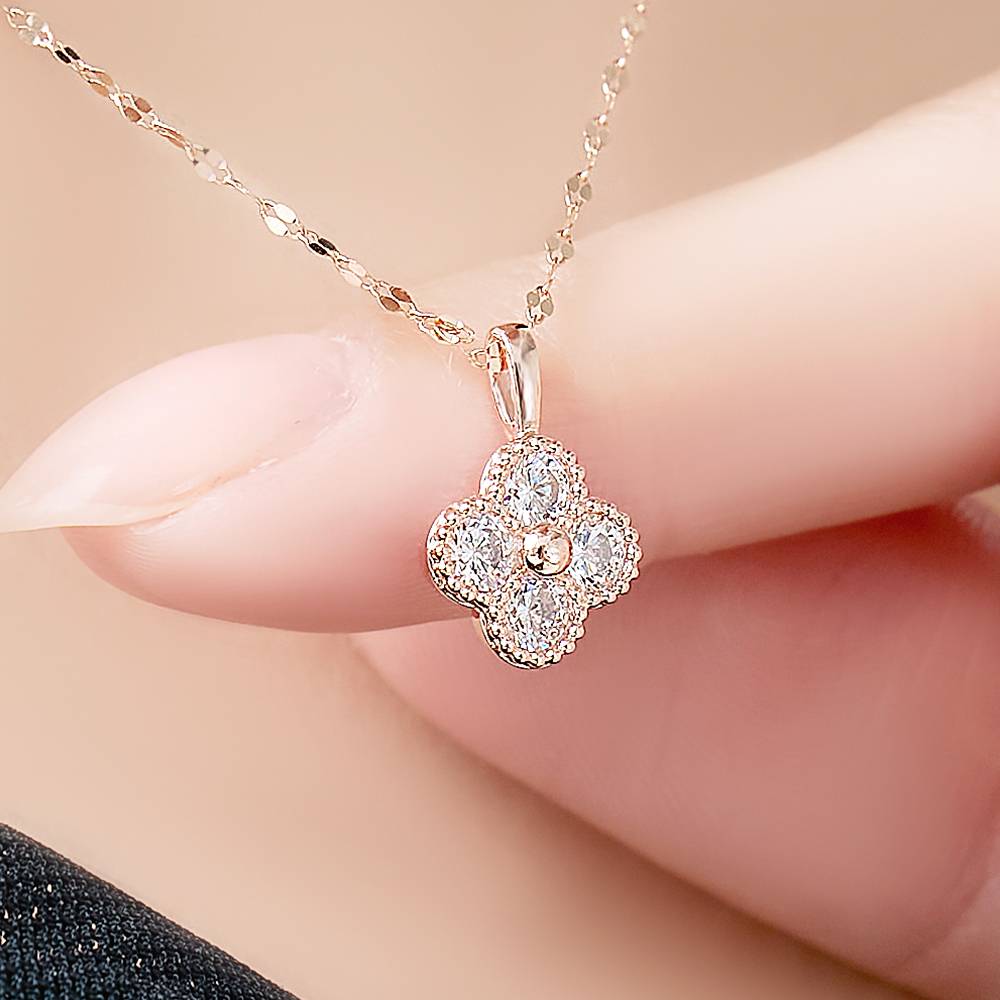 주리에떼 14K 18K 여성 데일리 골드 플라워 시에나 클로버 금 목걸이 - 상세 이미지 4