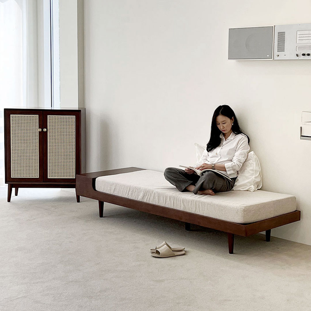 자야캠핑 포르보 원목 3인용 패브릭 데이베드 침대 소파