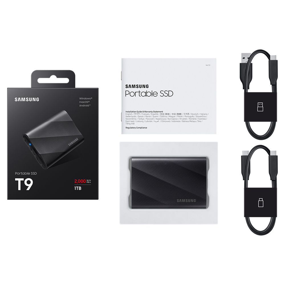 삼성전자 삼성 포터블 외장SSD T9 파우치 포함 1TB, 블랙 상품 이미지