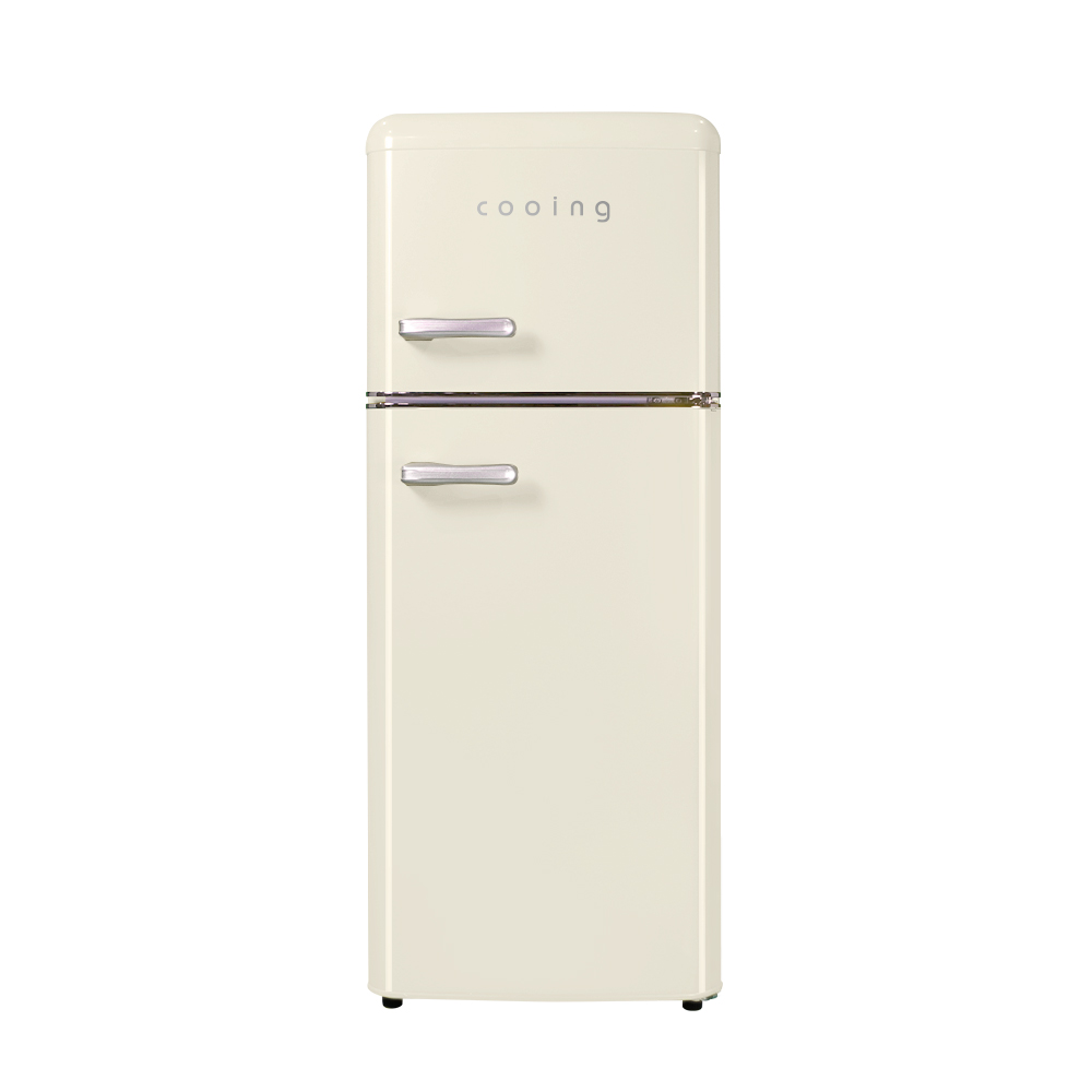 쿠잉 레트로 소형냉장고 REF-D121 크림 미니 원룸 사무실 신혼 슬림