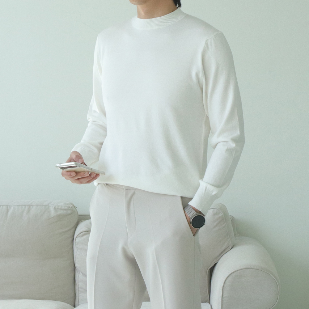 남자니트 오버핏 이너 라운드 남자캐시미어니트 이미지 2
