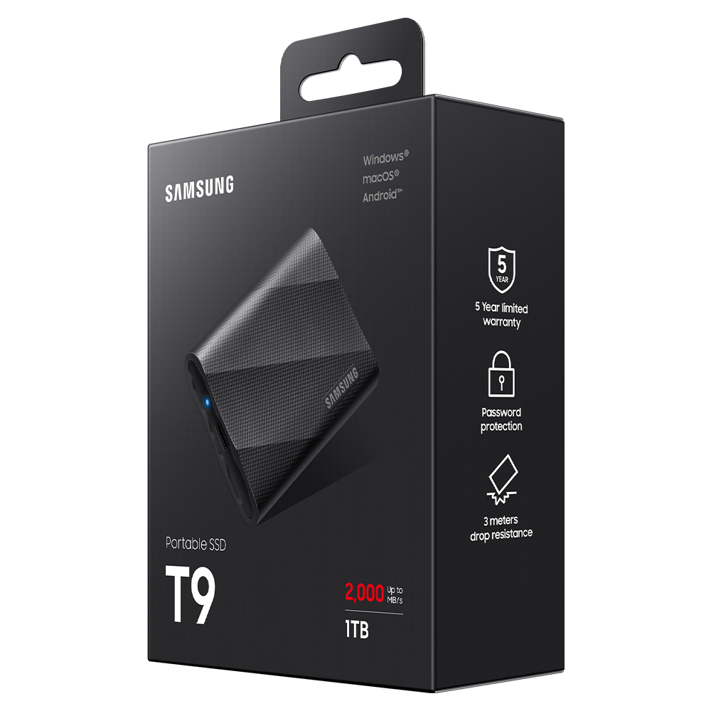 삼성전자 삼성 포터블 외장SSD T9 파우치 포함 1TB, 블랙 상품 이미지
