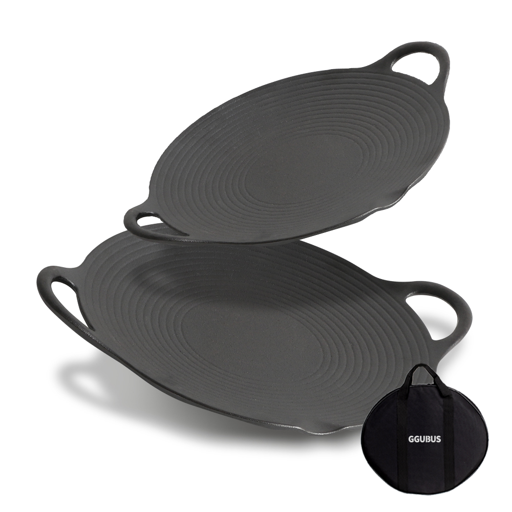 꾸버스 그리들 28cm 캠핑 무쇠 주물 팬 불판 바베큐그릴 IH 인덕션겸용