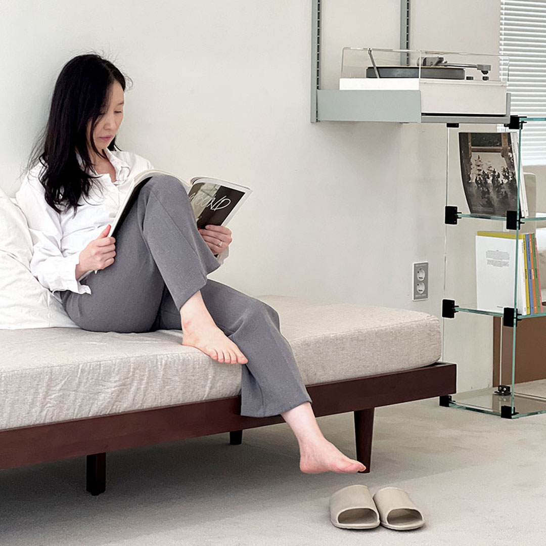 자야캠핑 포르보 원목 3인용 패브릭 데이베드 침대 소파