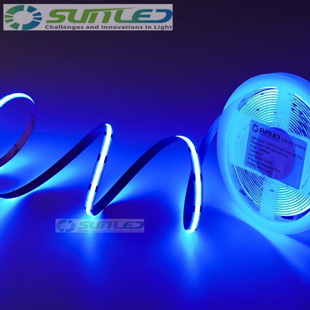 COB LED바 5m롤 24V 12V 블루 스트립 면발광 줄조명 플렉시블 DIY 인테리어