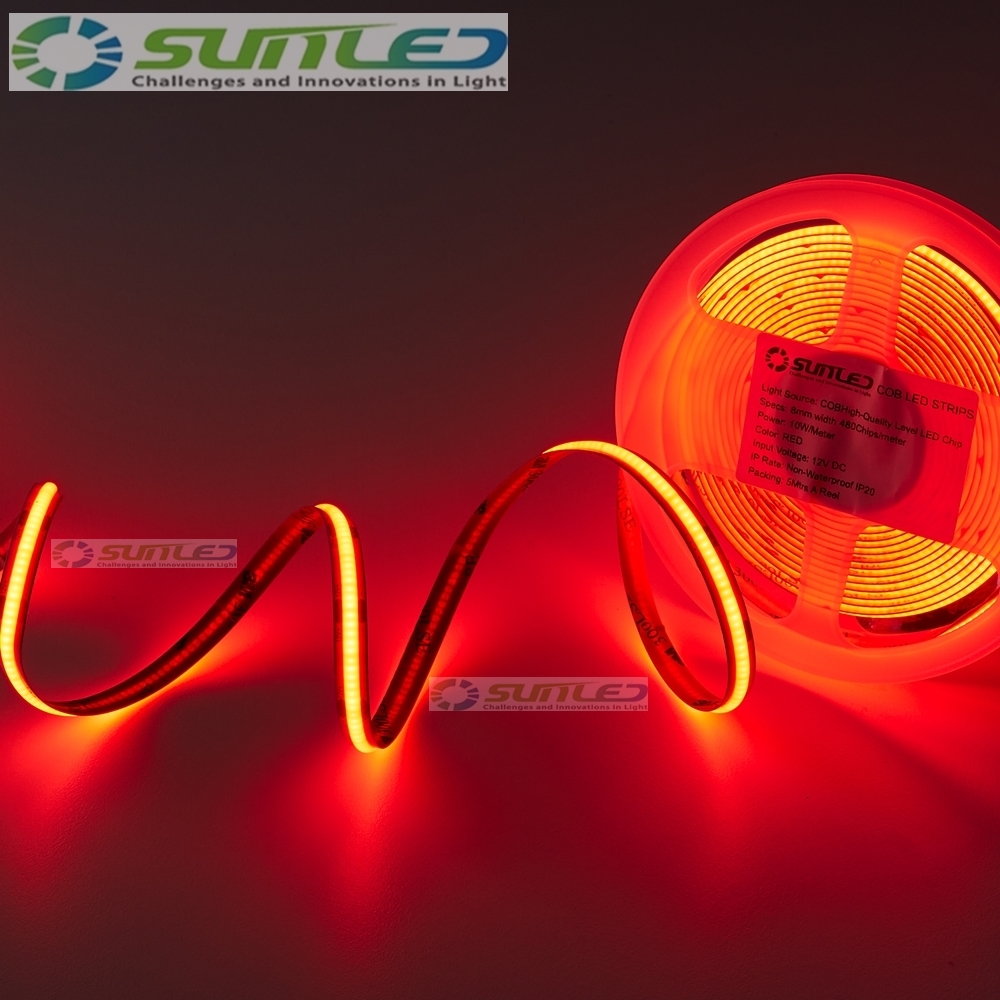 COB LED바 5m롤 24V 12V 레드 스트립 면발광 줄조명 플렉시블 DIY 인테리어