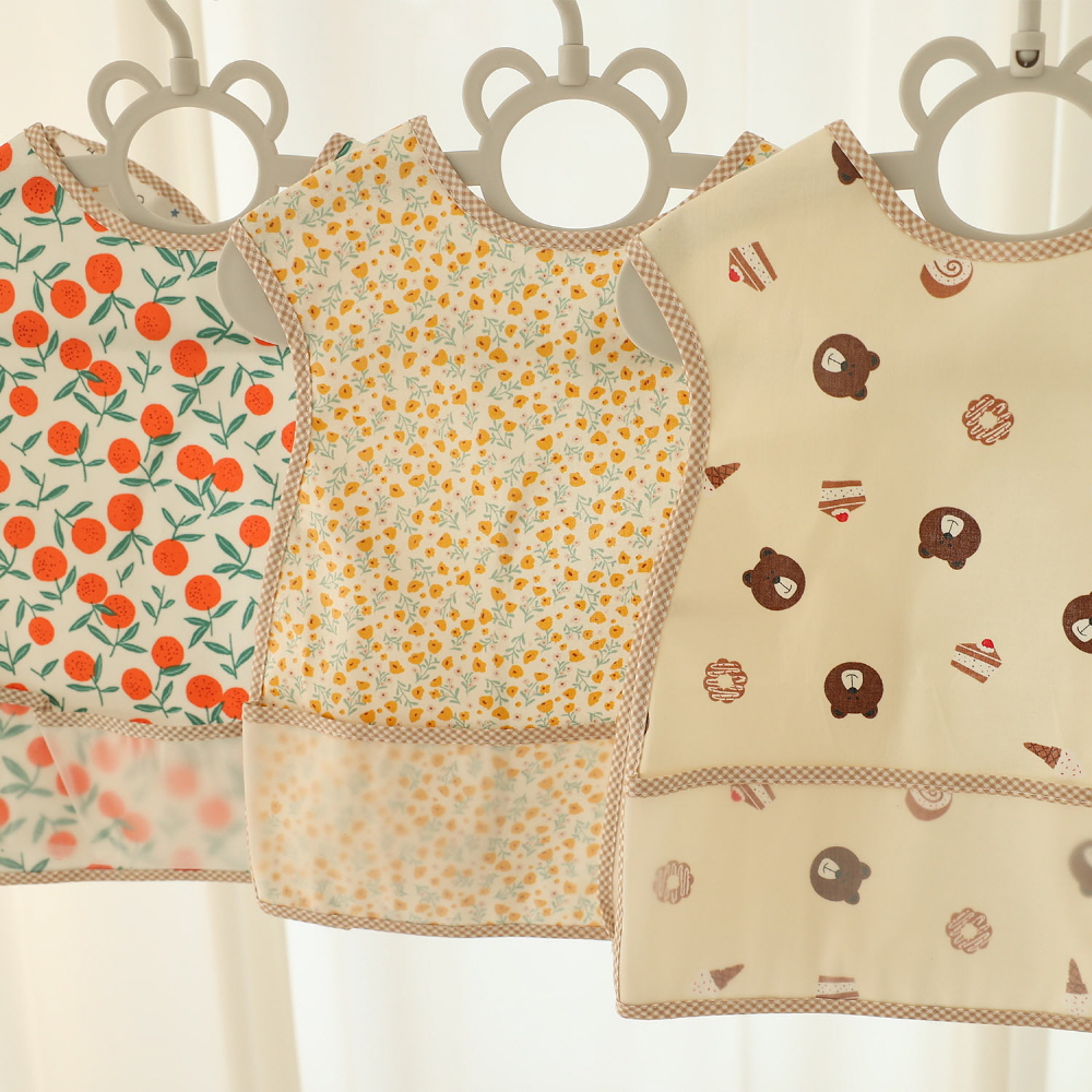 리에또 아기 이유식 방수 턱받이 자기주도 조끼턱받이