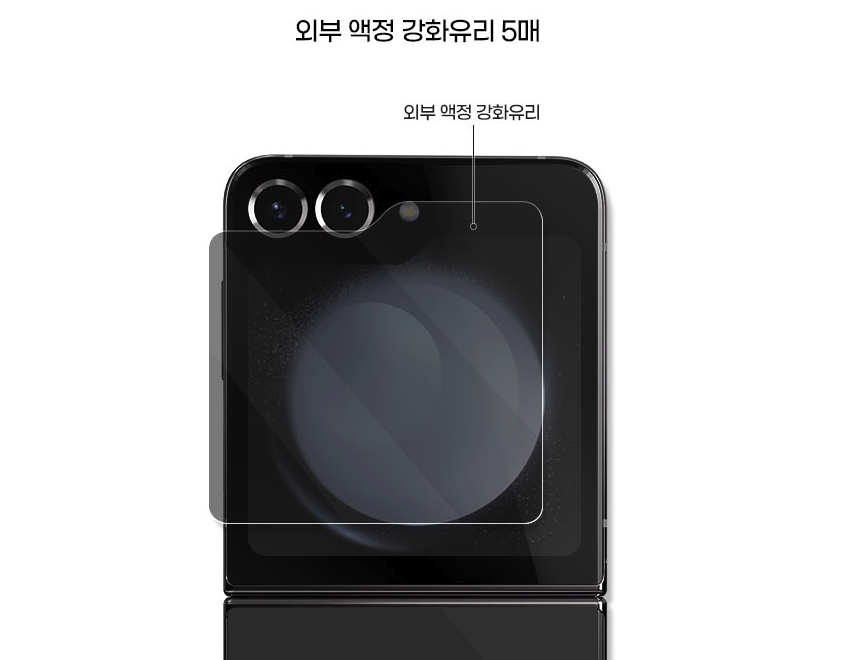 사생활보호필름 외부 액정 강화유리 갤럭시Z 플립6-플립7 FE 공용, 5매입 - 상세 이미지 2