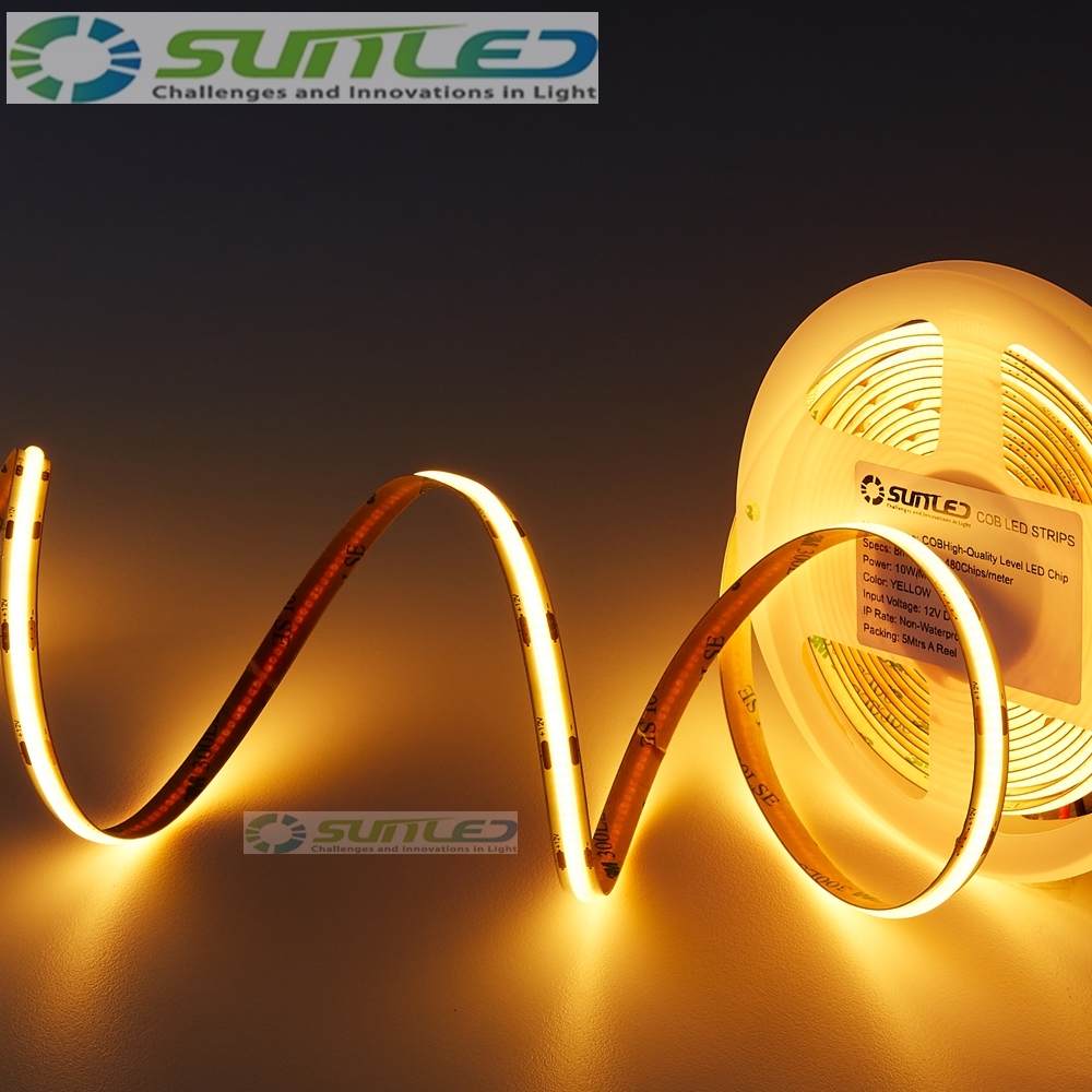 COB LED바 5m롤 24V 12V 엘로우 스트립 면발광 줄조명 플렉시블 DIY인테리어