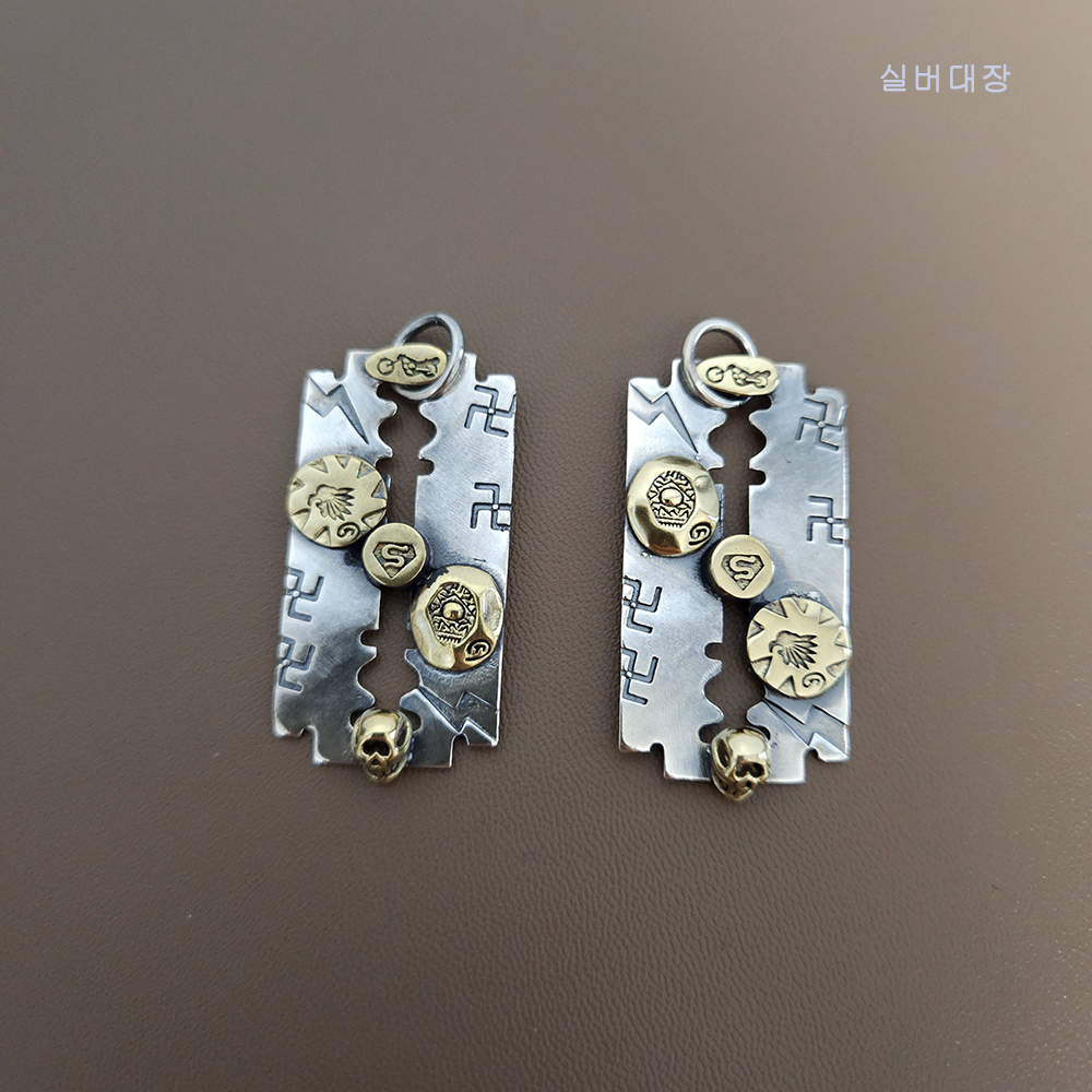 실버 925 면도칼 빈티지 엔틱 남자 불교 해골 선물 은 목걸이 펜던트 팬던트 - 상세 이미지 2
