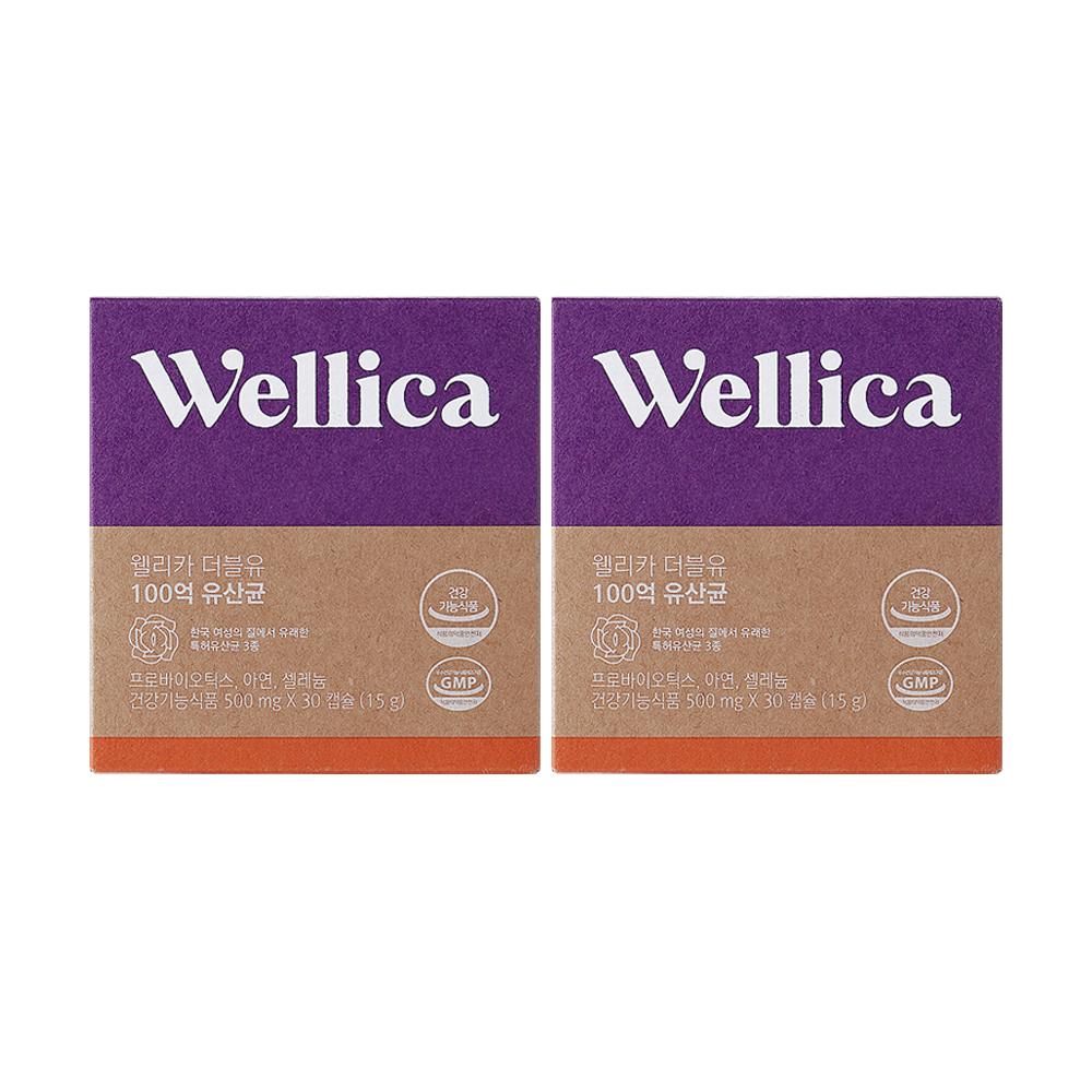 웰리카 더블유 100억 유산균 질유래 프로바이오틱스 셀레늄 아연 생유산균 30캡슐, 2개