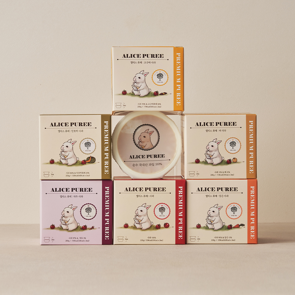 [6개 선택] 앨리스 과일 사과 퓨레 1박스(100g x 2팩) 6개월 아기간식 아기퓨레