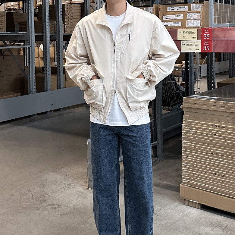 남자 플로로 봄 가을 오버핏 투웨이 워싱 면 자켓 이미지 2
